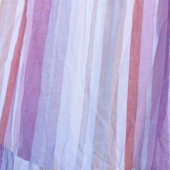 Rails Amaya Juliette Tiered Striped Tank Midi Dress Pink Linen Medium - Picture 8 of 13